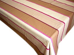 French Basque tablecloth, coated (Border. beige x rose)